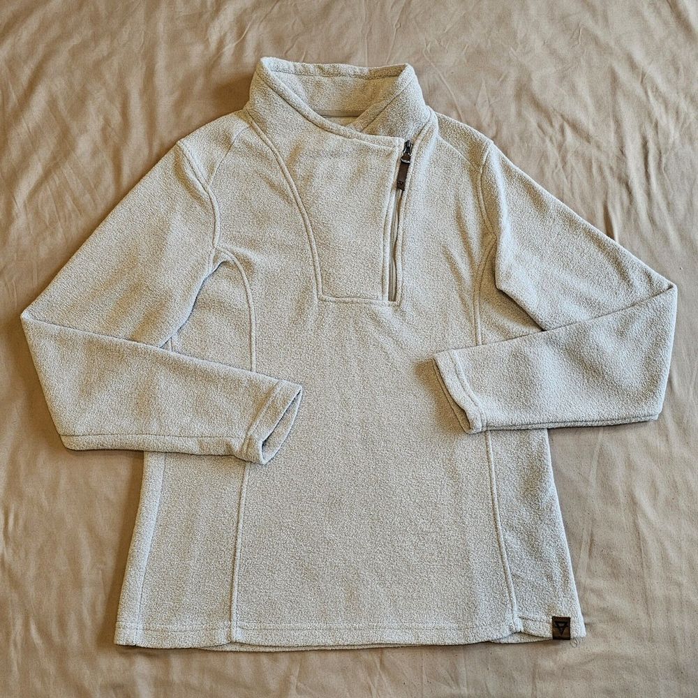 LIV Outdoor Life Integrity Earth Fleece Pullover Oatmeal Asymmetrical Zip Medium